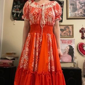 vintage 70s prairie style dress